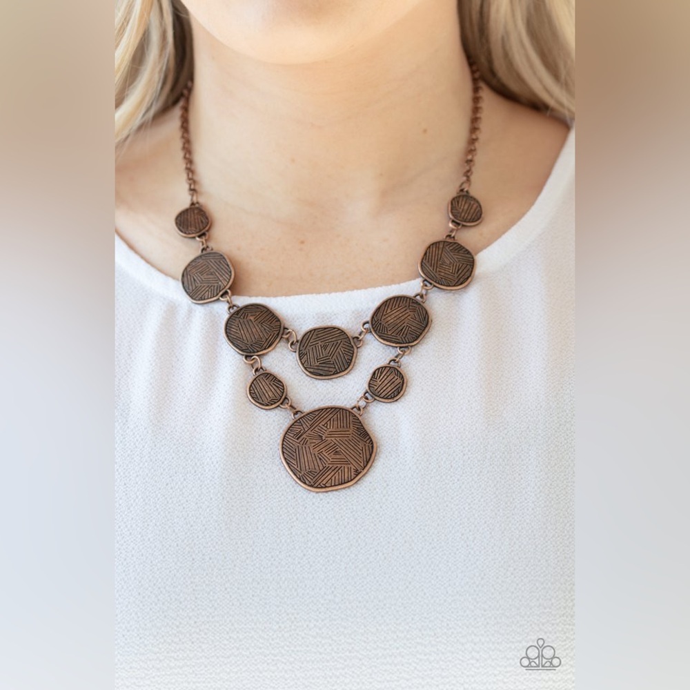 Chic Bronze Geometric Necklace and matching earrings